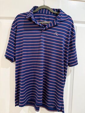 Rhoback Navy Blue Polo with Red and White Stripes